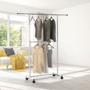 Brand New 2-Tier Clothing Rack With Wheels - Black